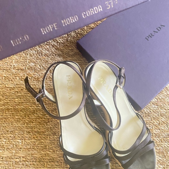 PRADA Moro Corda Strappy Wedges - Picture 2 of 4
